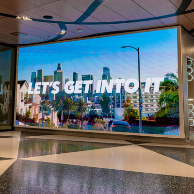 led video wall in Intuit Dome lobby